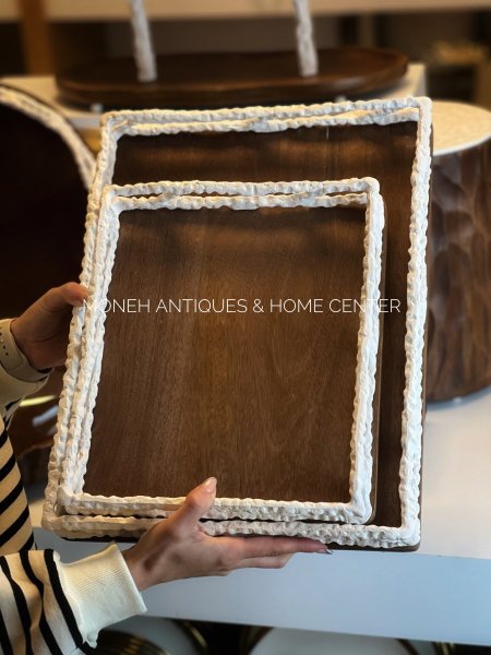 صنية تقديم وديكور خشب هندي